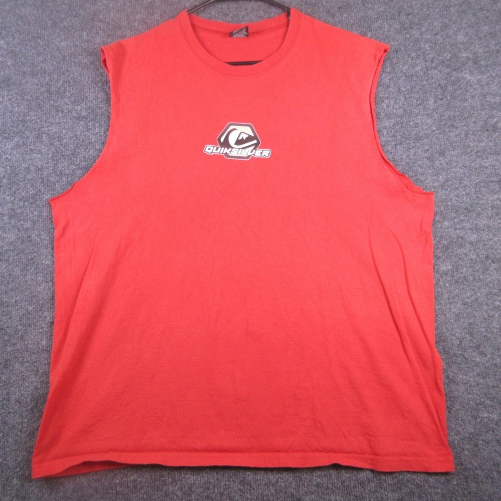 Y2K Quiksilver Shirt Mens XL Red Sleeveless Tank Top Logo Graphic Surf Tee